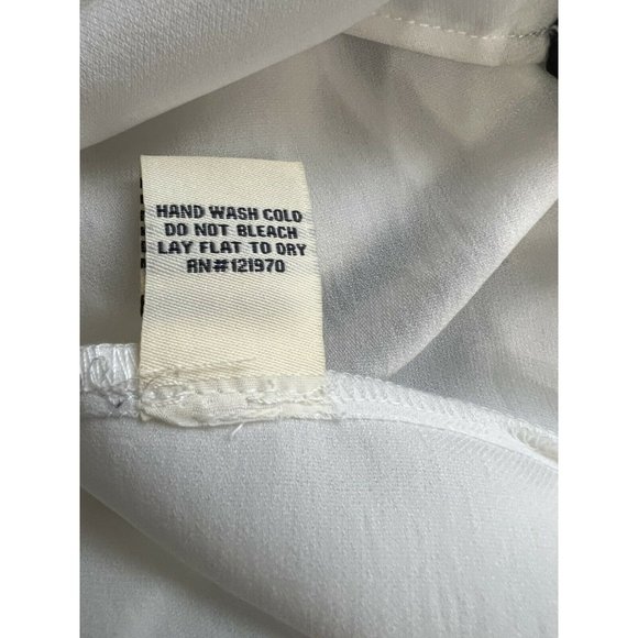 NWT Jealous Tomato Women Top Sz Large White Black Pleated Side Accent Cap Sleeve - Picture 8 of 8